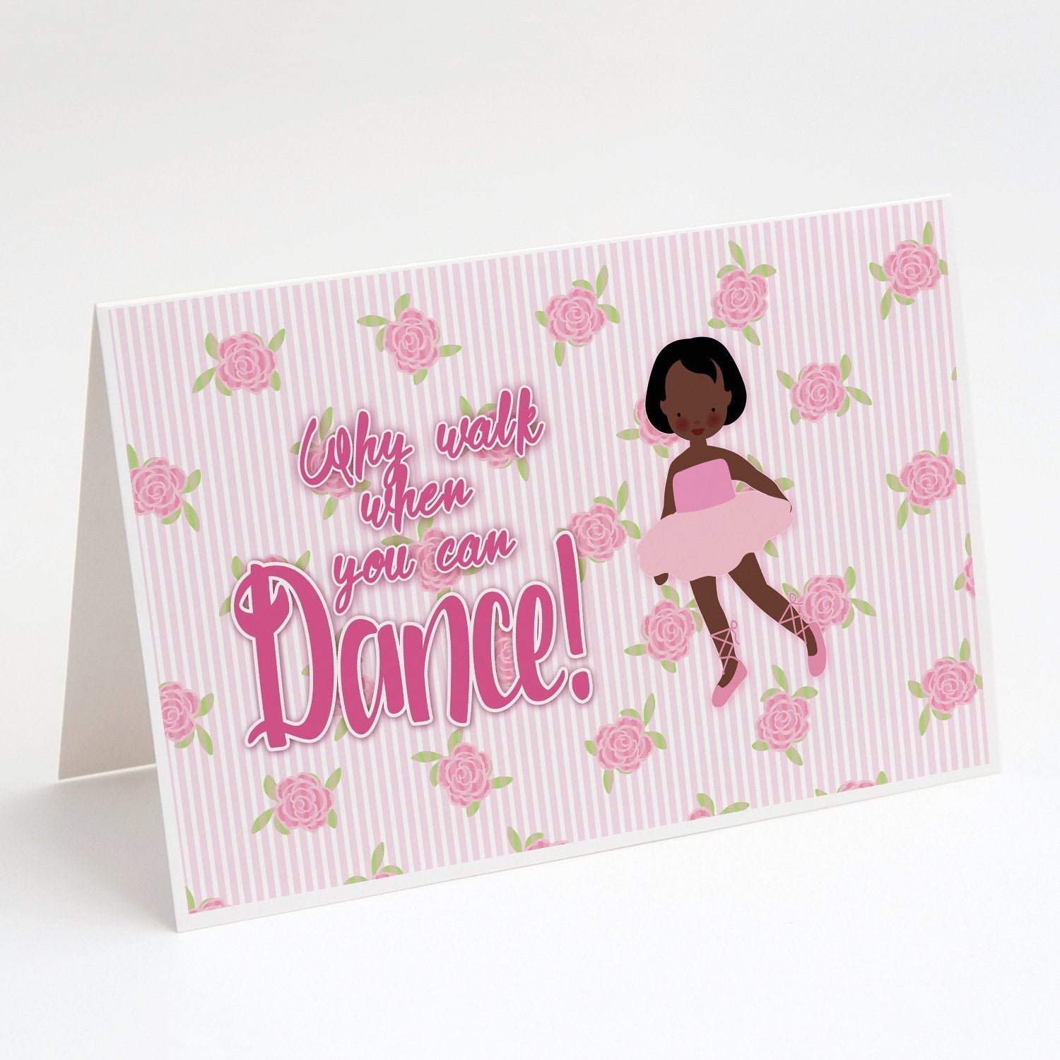 Ballet African American Short Hair Greeting Cards Pack of 8 Blank Cards with Envelopes Whimsical A7 Size 5x7
