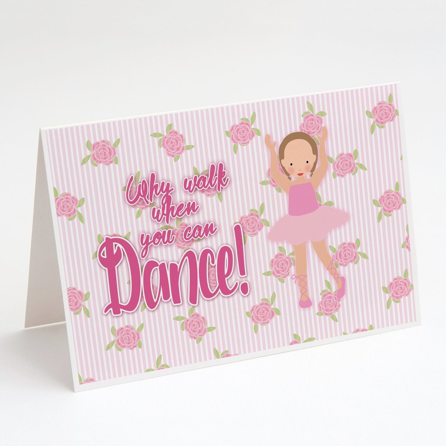 Ballet Brown Short Hair Greeting Cards Pack of 8 Blank Cards with Envelopes Whimsical A7 Size 5x7