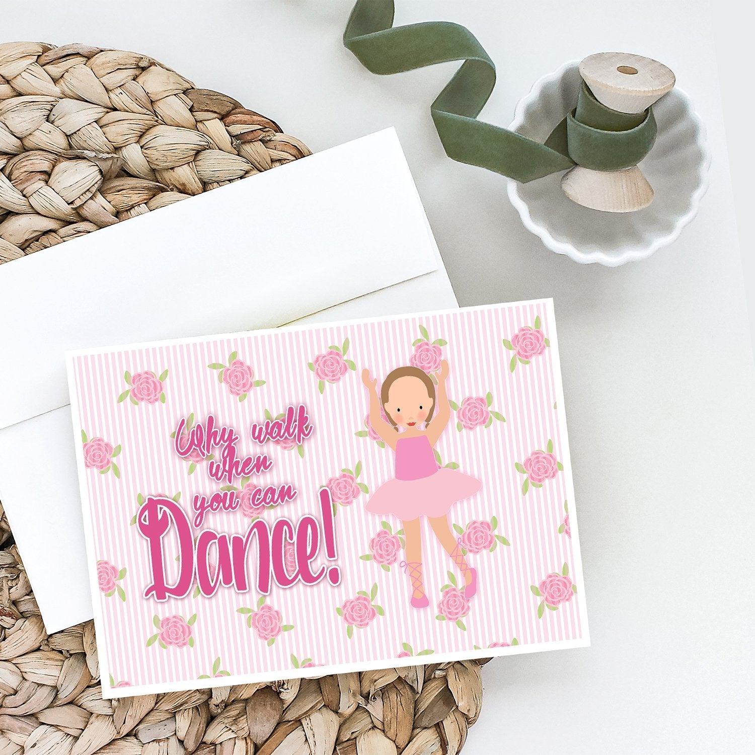 Ballet Brown Short Hair Greeting Cards Pack of 8 Blank Cards with Envelopes Whimsical A7 Size 5x7