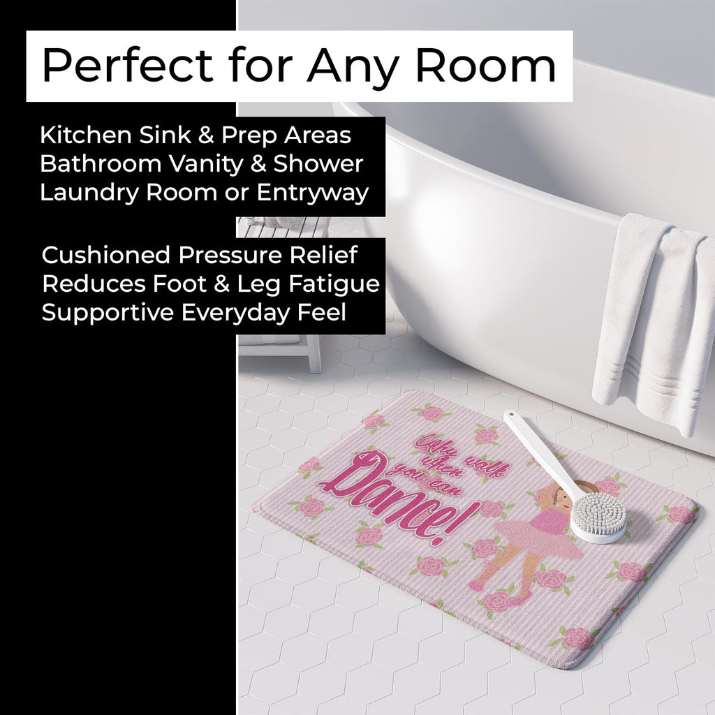 Ballet Brown Short Hair Memory Foam Kitchen Mat Machine Washable Anti-Fatigue Cushion Comfort Bath or Kitchen Rug