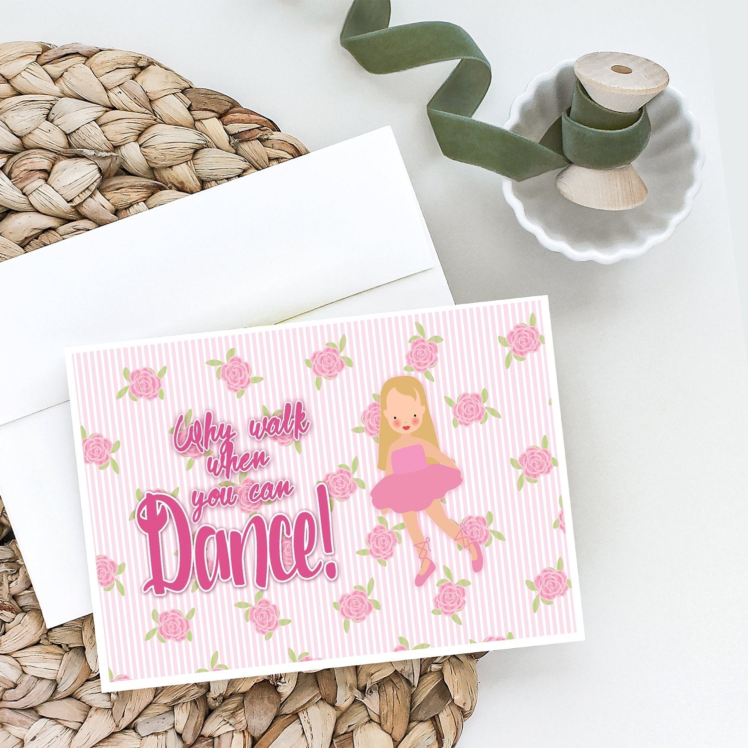 Ballet Long Blonde Hair Greeting Cards Pack of 8 Blank Cards with Envelopes Whimsical A7 Size 5x7