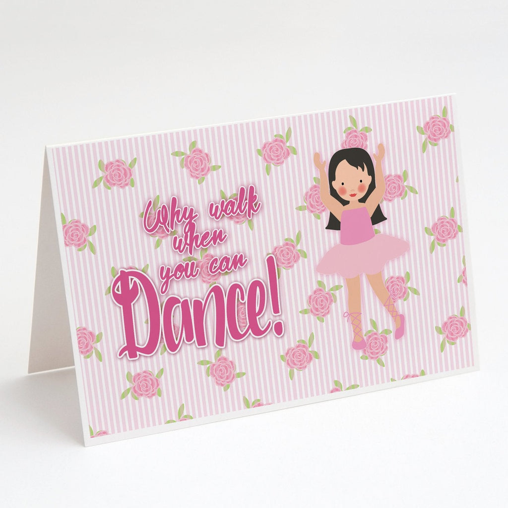 Ballet Long Dark Hair Greeting Cards Pack of 8 Blank Cards with Envelopes Whimsical A7 Size 5x7