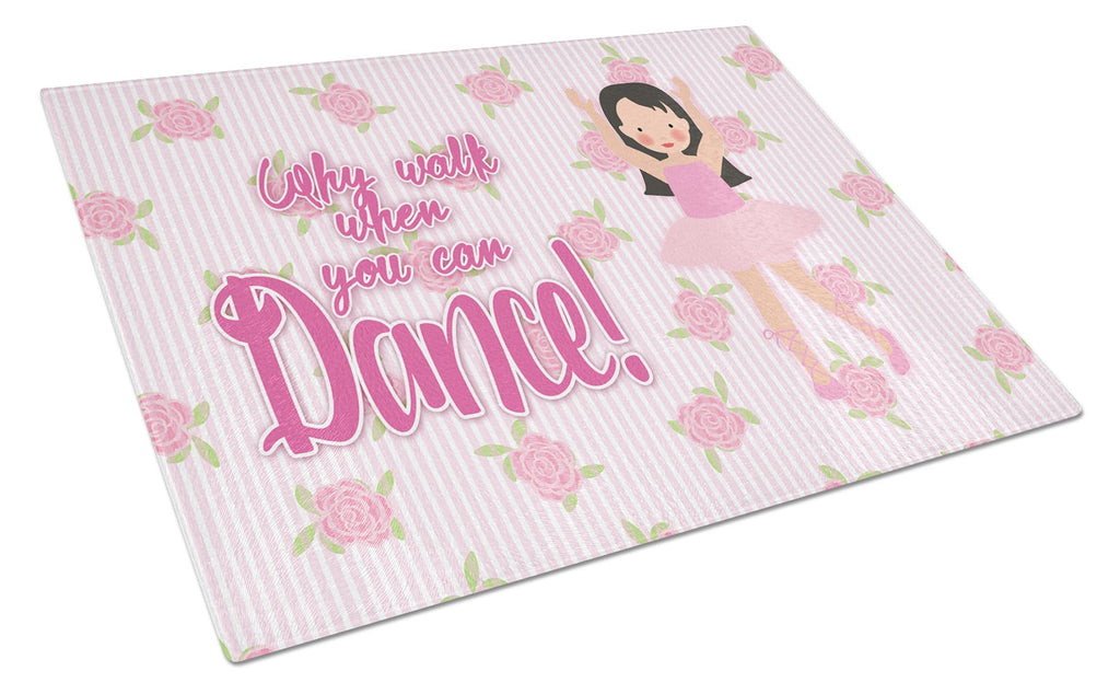 Ballet Long Dark Hair Cutting Board Tempered Glass Kitchen Cutting Surface, Heat Resistant Chopping, Non-Slip Feet, Food Prep & Serving