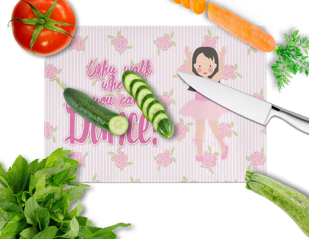 Ballet Long Dark Hair Cutting Board Tempered Glass Kitchen Cutting Surface, Heat Resistant Chopping, Non-Slip Feet, Food Prep & Serving