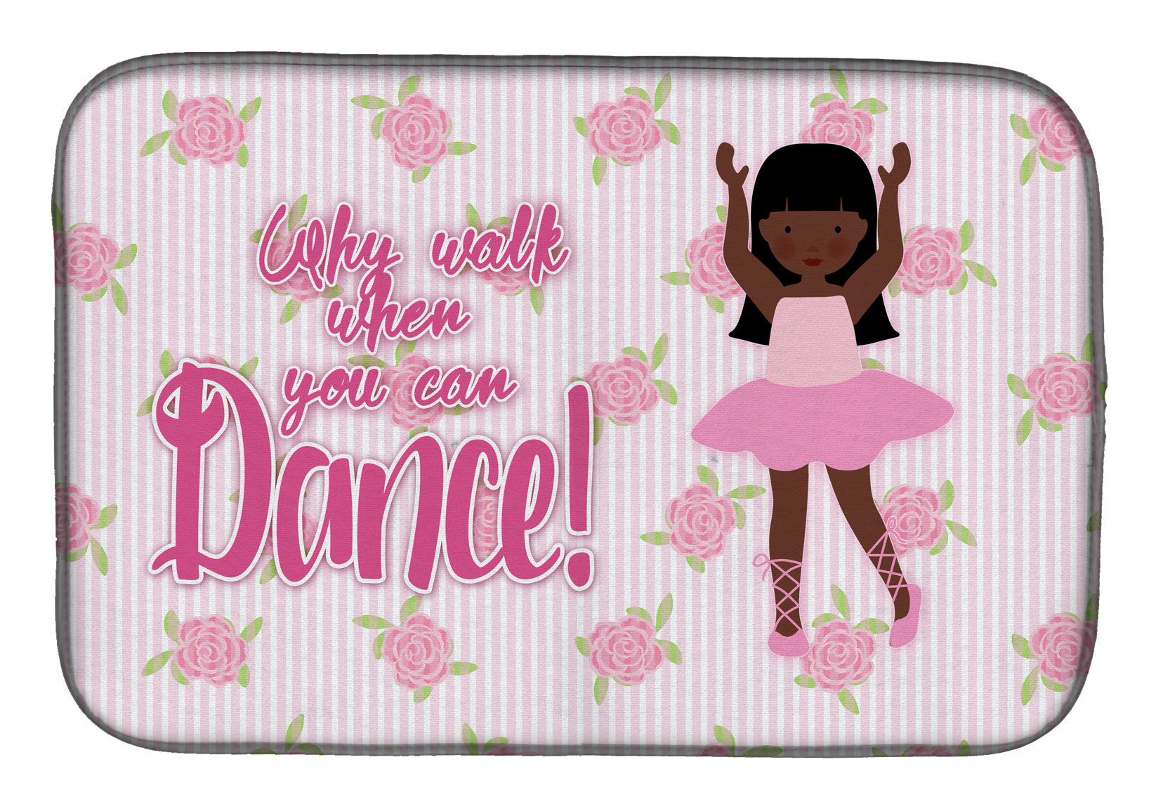 Ballet Long Hair African American Dish Drying Mat Absorbent Dish Drying Mat Pad for Kitchen Counter Dish Drainer Mat for Countertop, 14 x 21", Multicolor