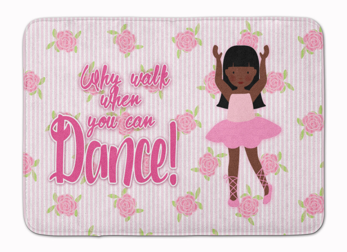 Ballet Long Hair African American Memory Foam Kitchen Mat Machine Washable Anti-Fatigue Cushion Comfort Bath or Kitchen Rug