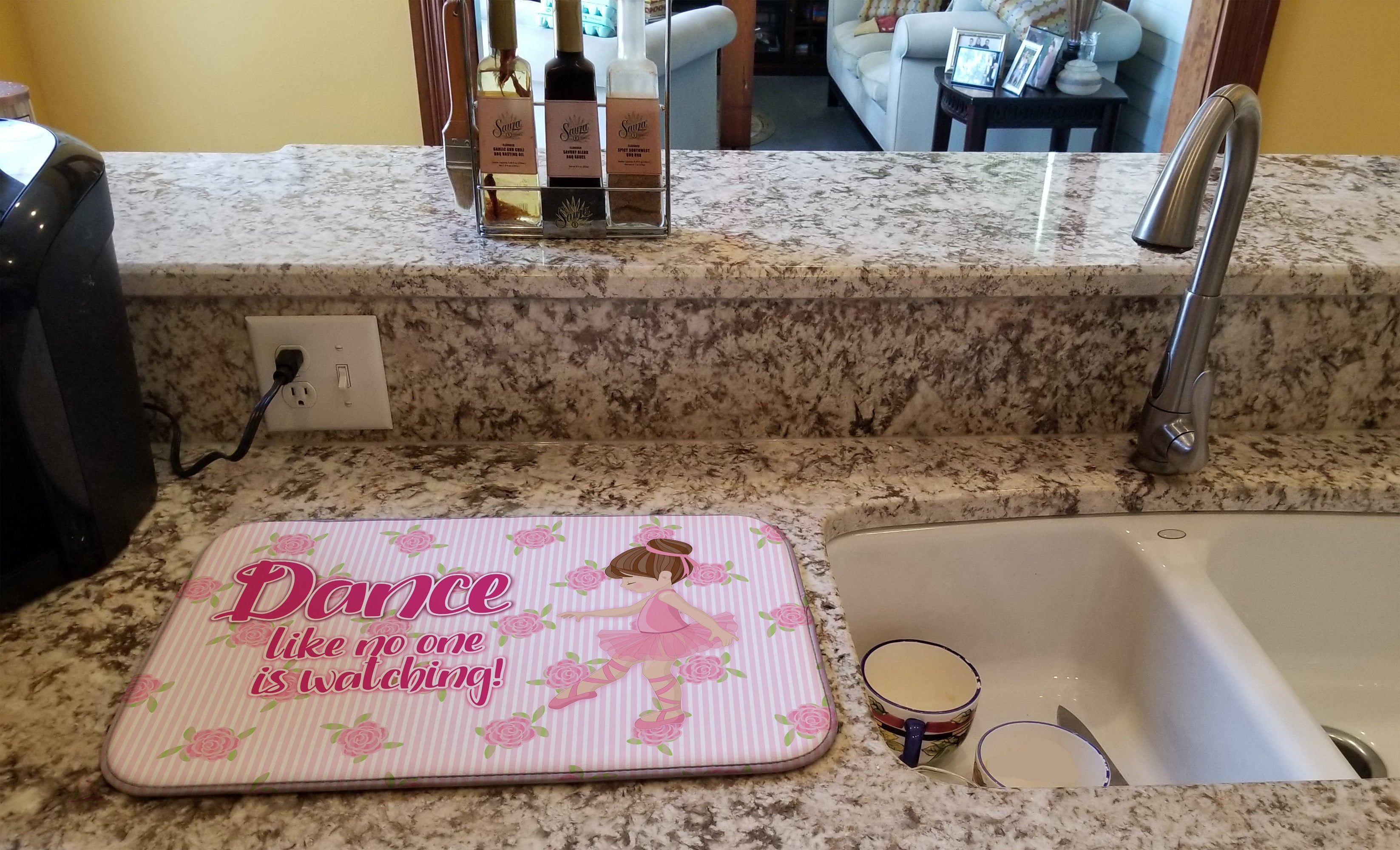 Ballet Dance Brunette Dish Drying Mat Absorbent Dish Drying Mat Pad for Kitchen Counter Dish Drainer Mat for Countertop, 14 x 21", Multicolor