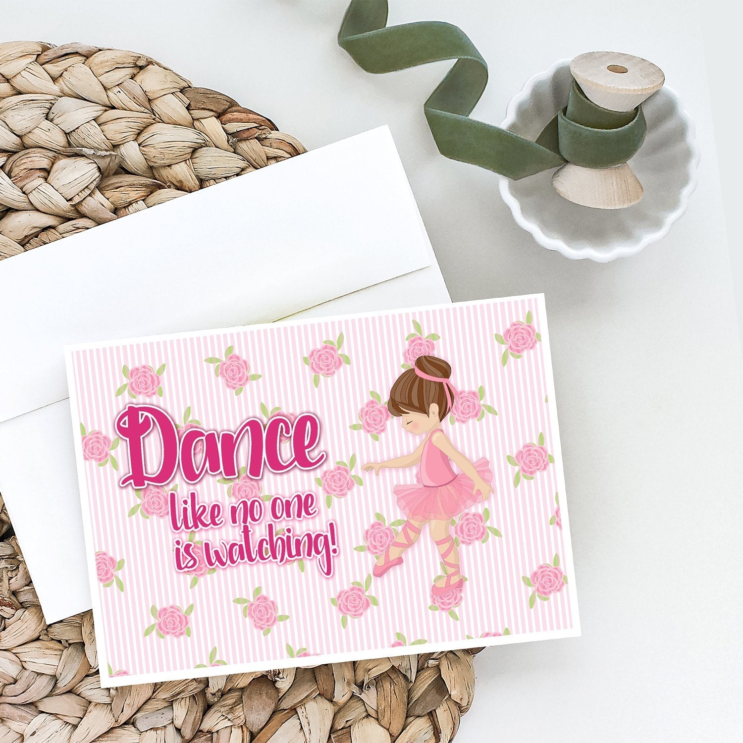 Ballet Dance Brunette Greeting Cards Pack of 8 Blank Cards with Envelopes Whimsical A7 Size 5x7