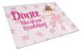 Ballet Dance Brunette Cutting Board Tempered Glass Kitchen Cutting Surface, Heat Resistant Chopping, Non-Slip Feet, Food Prep & Serving