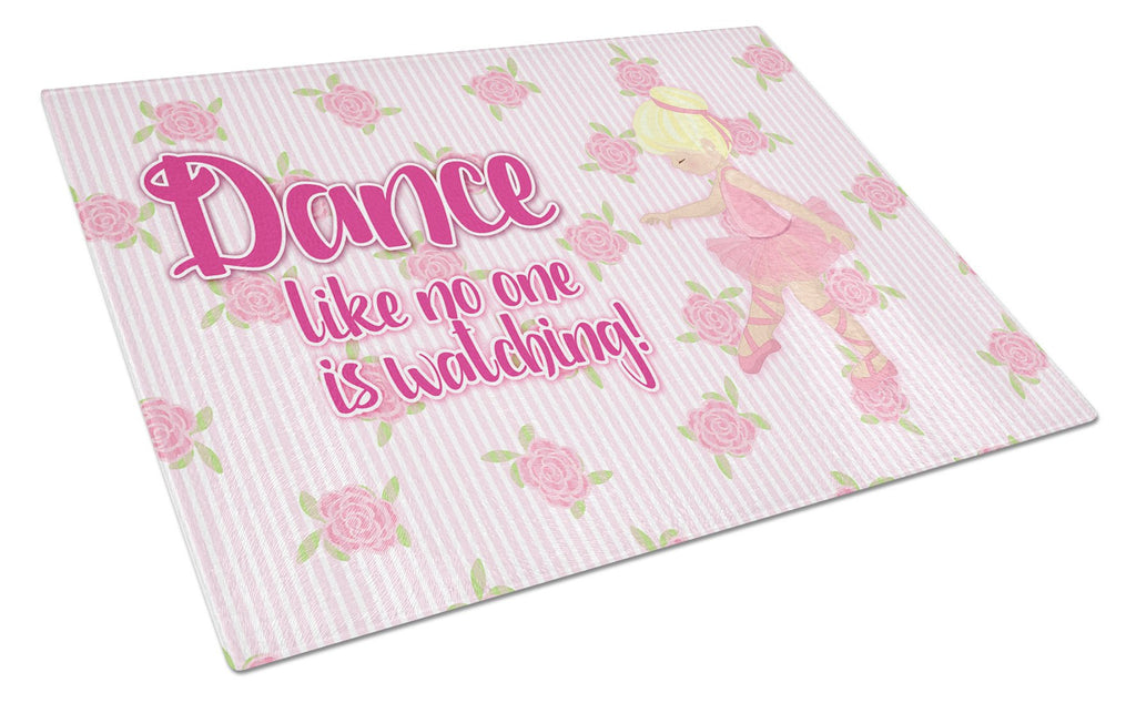 Ballet Dance Blonde Cutting Board Tempered Glass Kitchen Cutting Surface, Heat Resistant Chopping, Non-Slip Feet, Food Prep & Serving