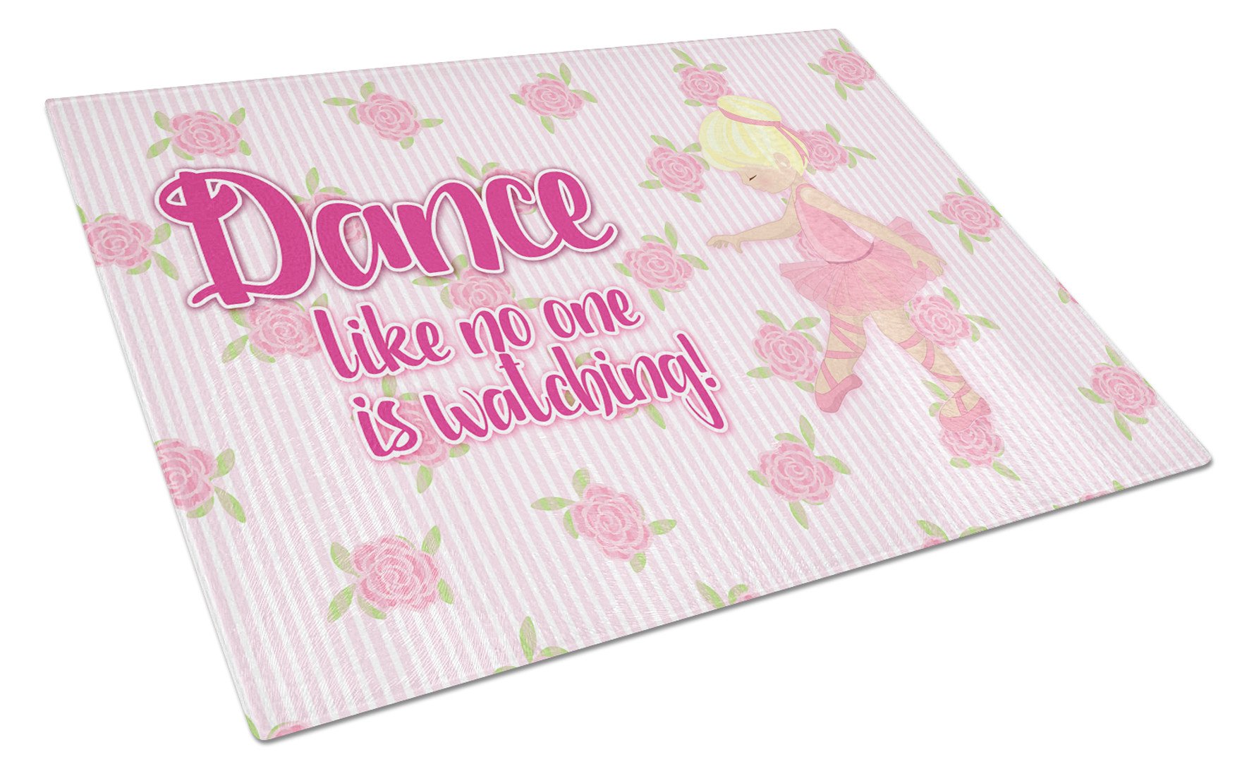 Ballet Dance Blonde Cutting Board Tempered Glass Kitchen Cutting Surface, Heat Resistant Chopping, Non-Slip Feet, Food Prep & Serving