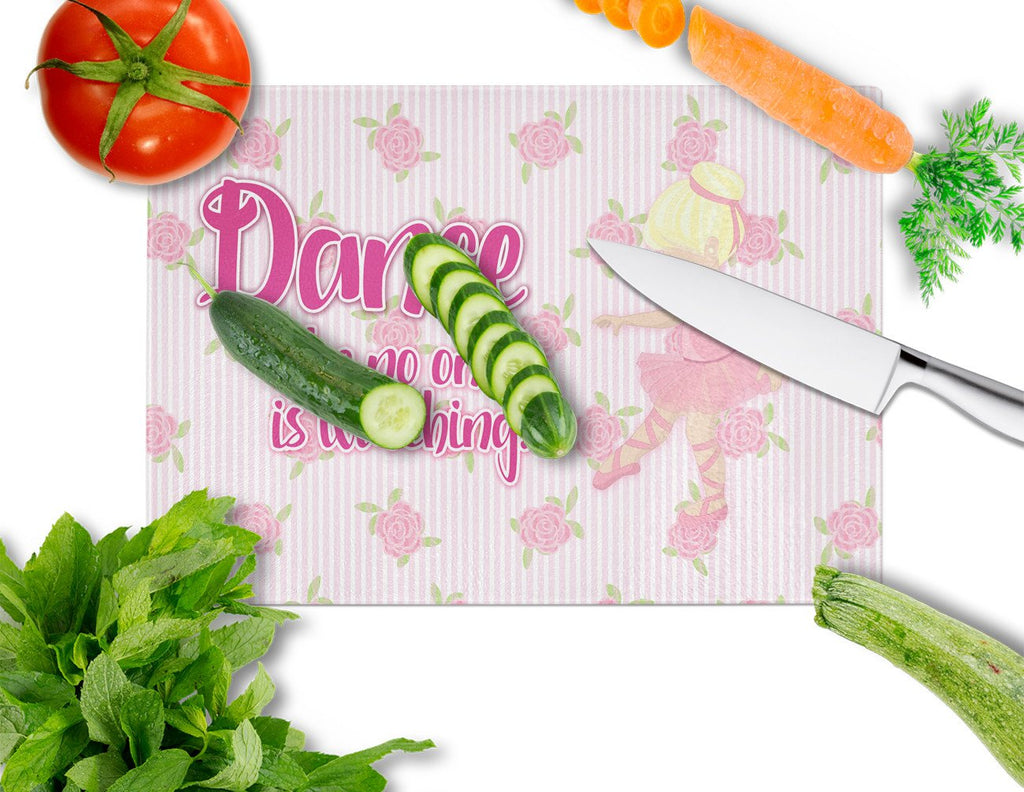 Ballet Dance Blonde Cutting Board Tempered Glass Kitchen Cutting Surface, Heat Resistant Chopping, Non-Slip Feet, Food Prep & Serving