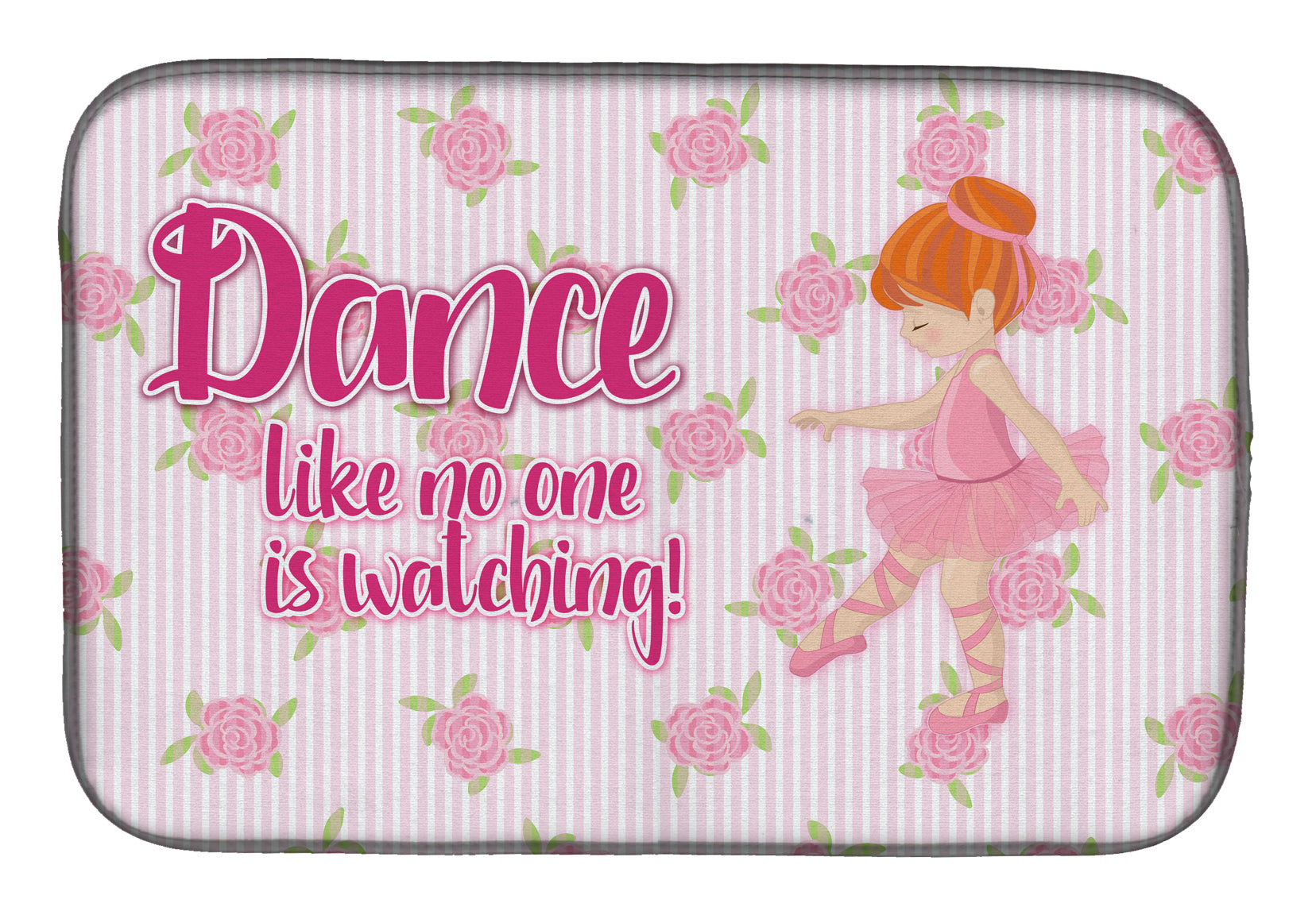 Ballet Dance Red Hair Dish Drying Mat Absorbent Dish Drying Mat Pad for Kitchen Counter Dish Drainer Mat for Countertop, 14 x 21", Multicolor