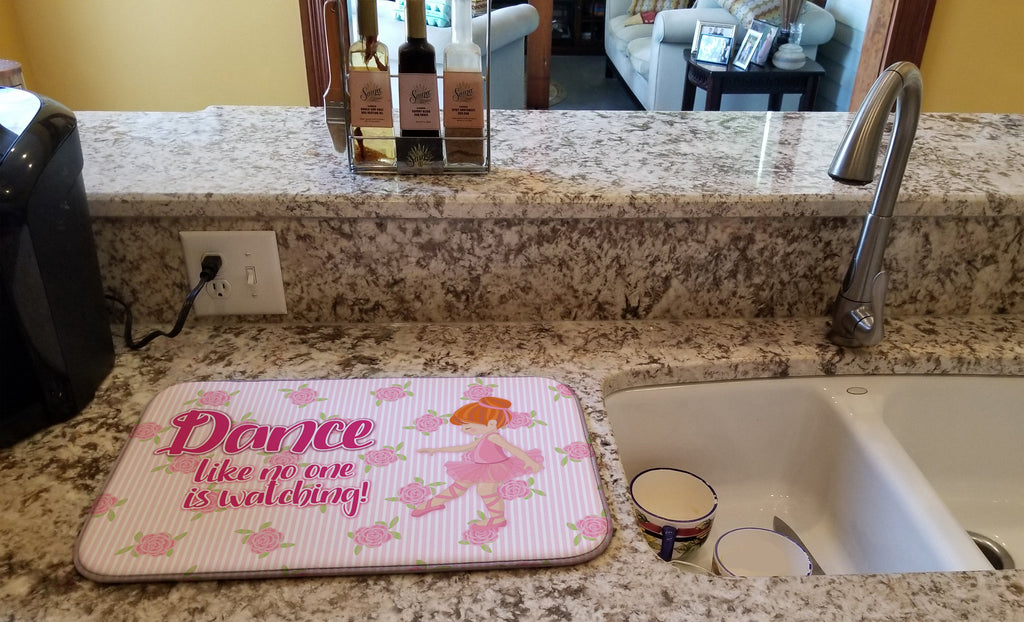 Ballet Dance Red Hair Dish Drying Mat Absorbent Dish Drying Mat Pad for Kitchen Counter Dish Drainer Mat for Countertop, 14 x 21", Multicolor