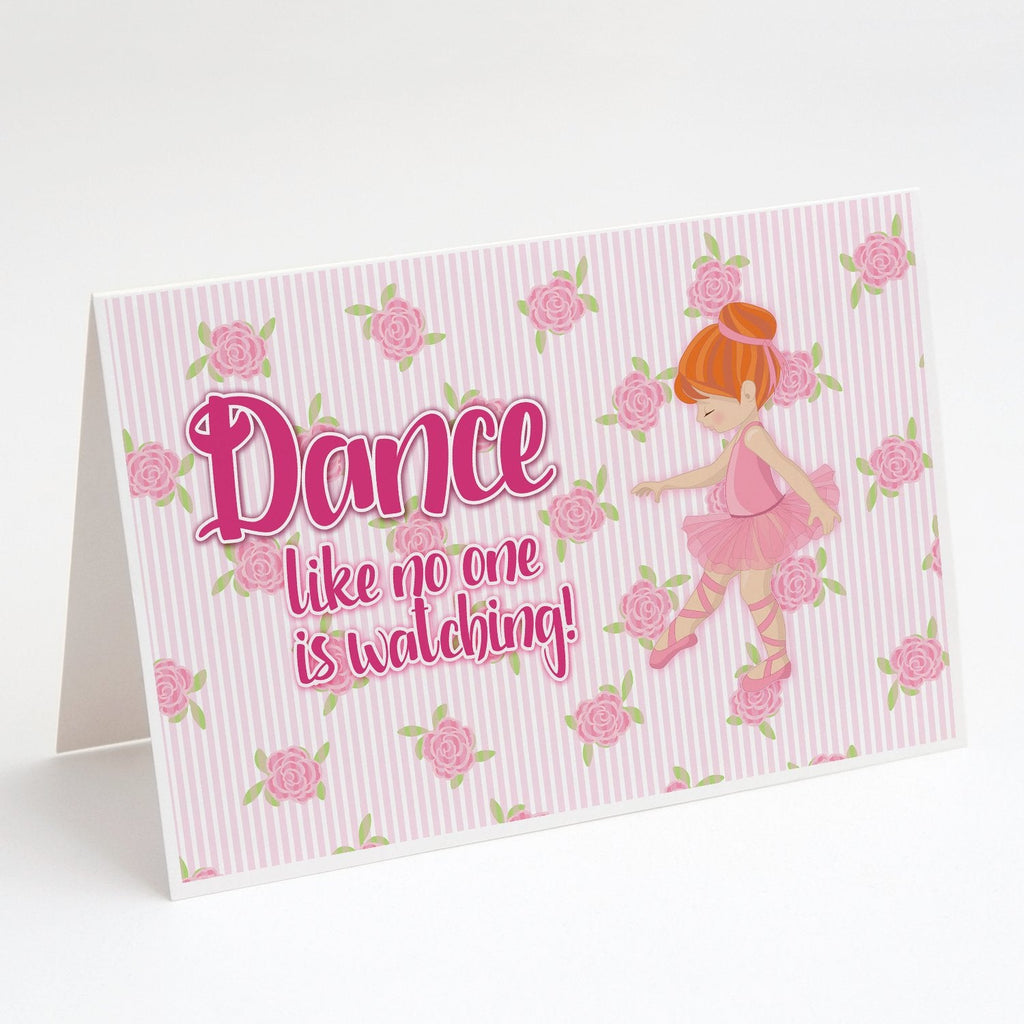 Ballet Dance Red Hair Greeting Cards Pack of 8 Blank Cards with Envelopes Whimsical A7 Size 5x7
