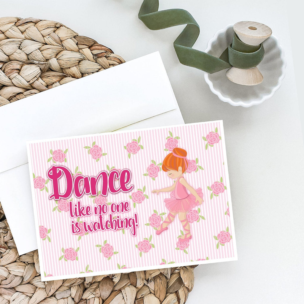Ballet Dance Red Hair Greeting Cards Pack of 8 Blank Cards with Envelopes Whimsical A7 Size 5x7
