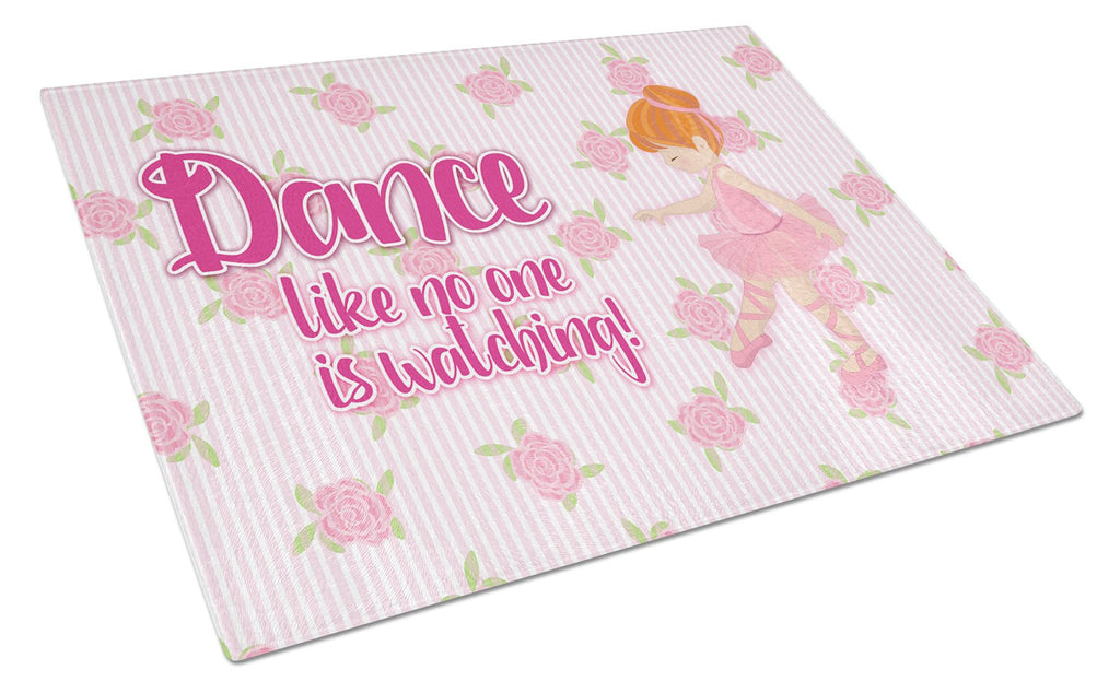 Ballet Dance Red Hair Cutting Board Tempered Glass Kitchen Cutting Surface, Heat Resistant Chopping, Non-Slip Feet, Food Prep & Serving