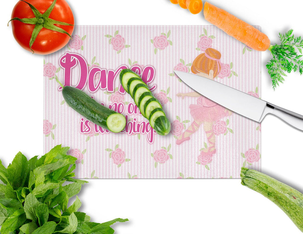 Ballet Dance Red Hair Cutting Board Tempered Glass Kitchen Cutting Surface, Heat Resistant Chopping, Non-Slip Feet, Food Prep & Serving