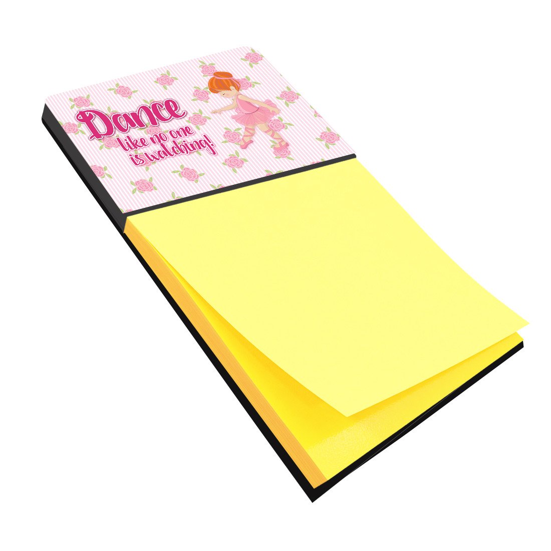 Ballet Dance Red Hair Watercolor Sticky Note Holder Refillable Dispenser Desk Accessory 3x3 Pad Gift