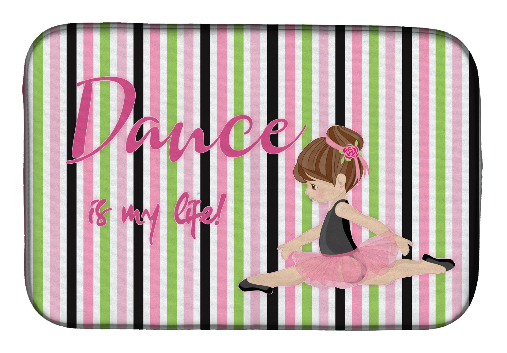 Ballet Dance is my Life Brunette Dish Drying Mat Absorbent Dish Drying Mat Pad for Kitchen Counter Dish Drainer Mat for Countertop, 14 x 21", Multicolor