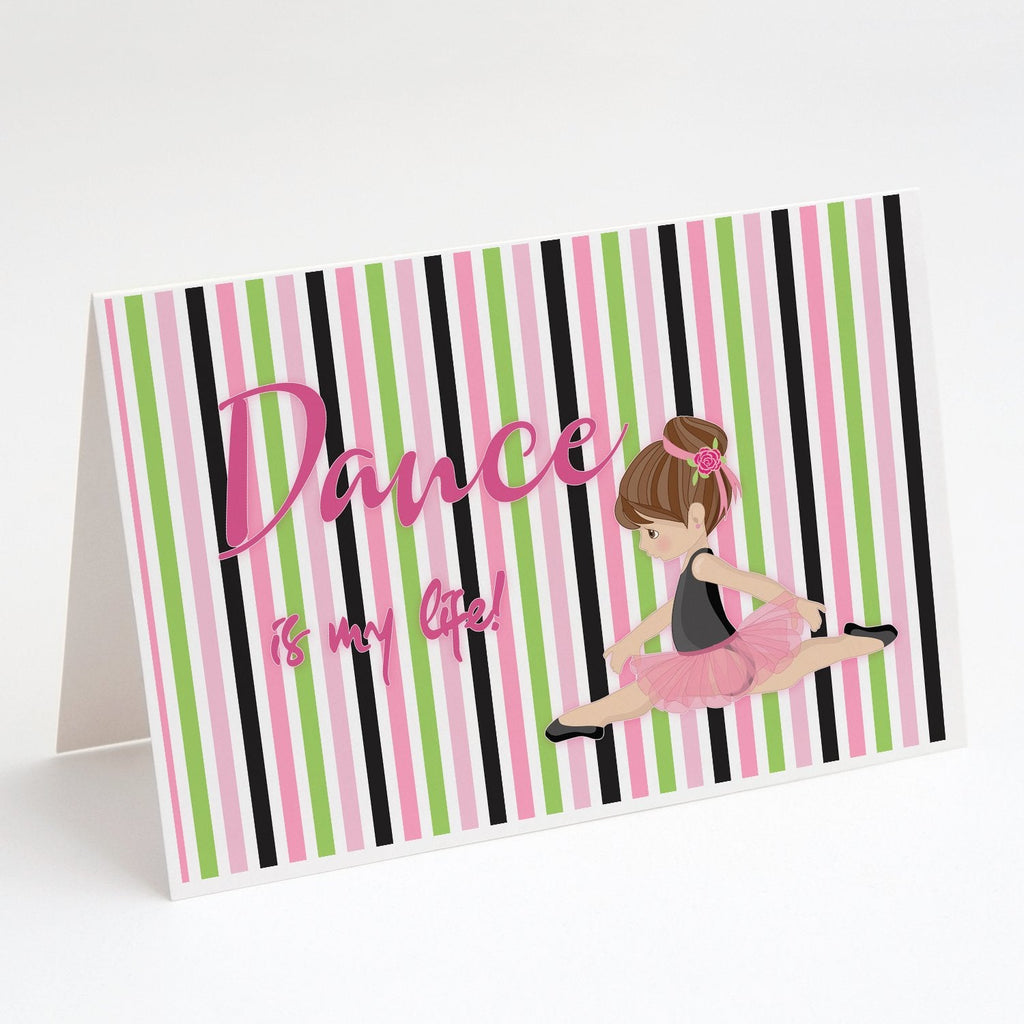 Ballet Dance is my Life Brunette Greeting Cards Pack of 8 Blank Cards with Envelopes Whimsical A7 Size 5x7