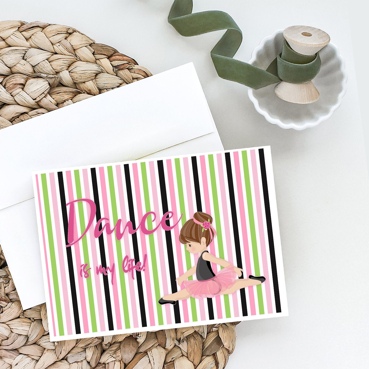 Ballet Dance is my Life Brunette Greeting Cards Pack of 8 Blank Cards with Envelopes Whimsical A7 Size 5x7