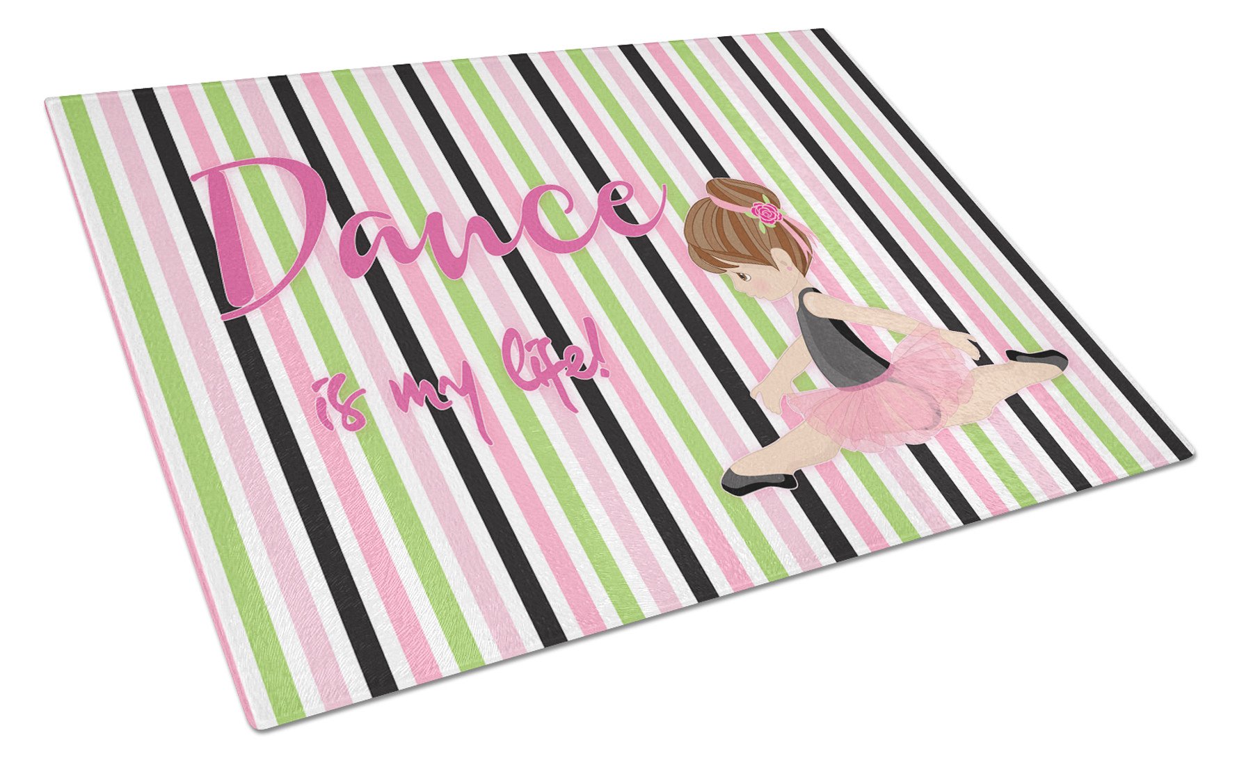 Ballet Dance is my Life Brunette Cutting Board Tempered Glass Kitchen Cutting Surface, Heat Resistant Chopping, Non-Slip Feet, Food Prep & Serving