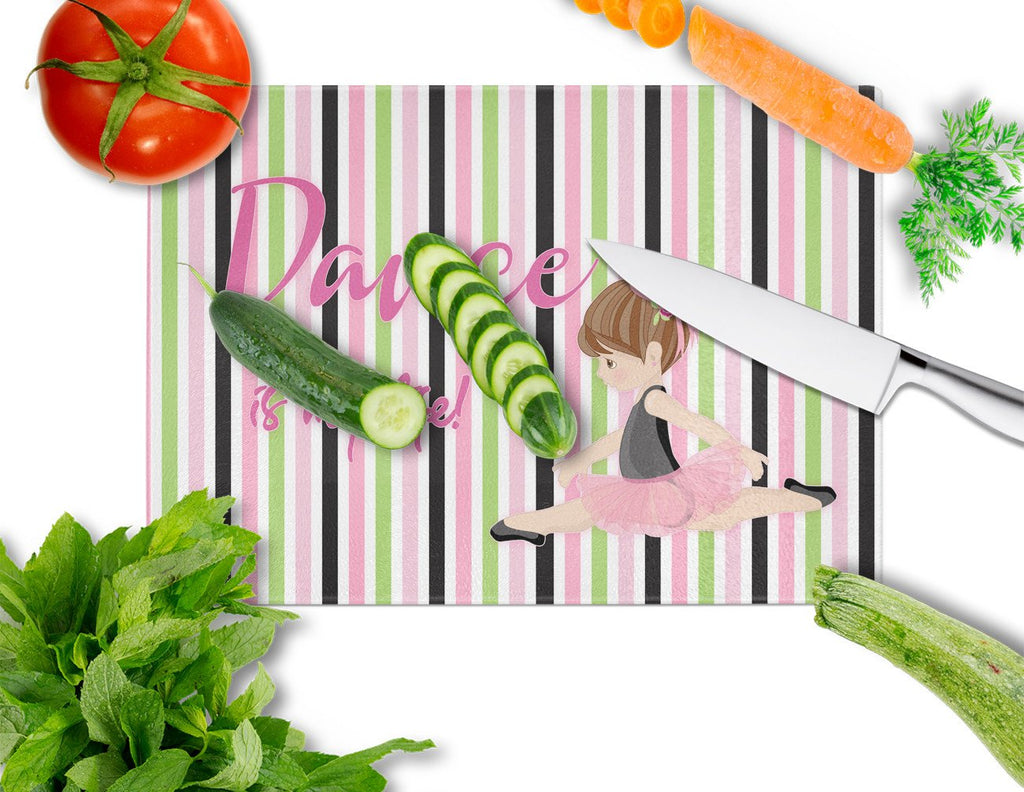 Ballet Dance is my Life Brunette Cutting Board Tempered Glass Kitchen Cutting Surface, Heat Resistant Chopping, Non-Slip Feet, Food Prep & Serving