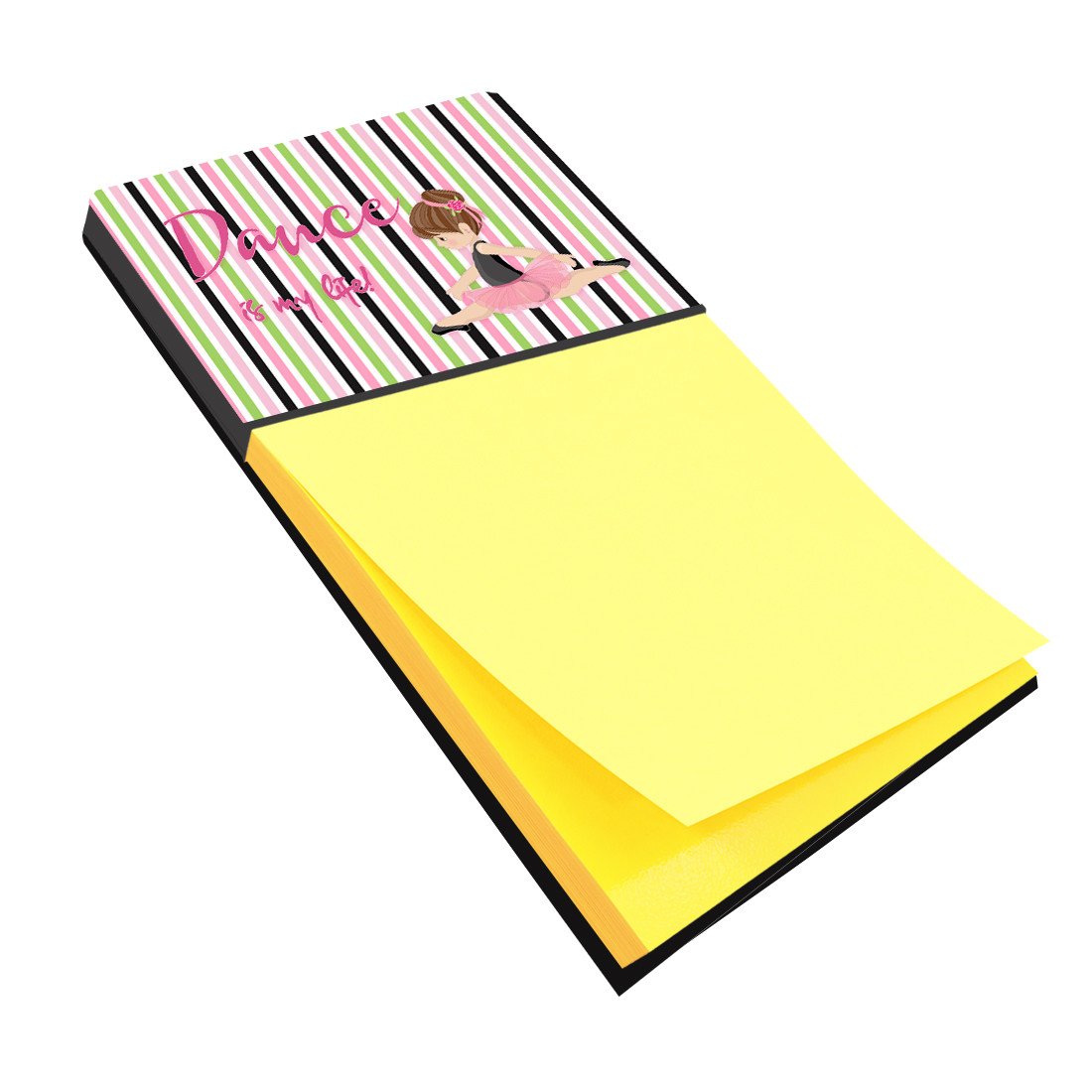 Ballet Dance is my Life Brunette Watercolor Sticky Note Holder Refillable Dispenser Desk Accessory 3x3 Pad Gift