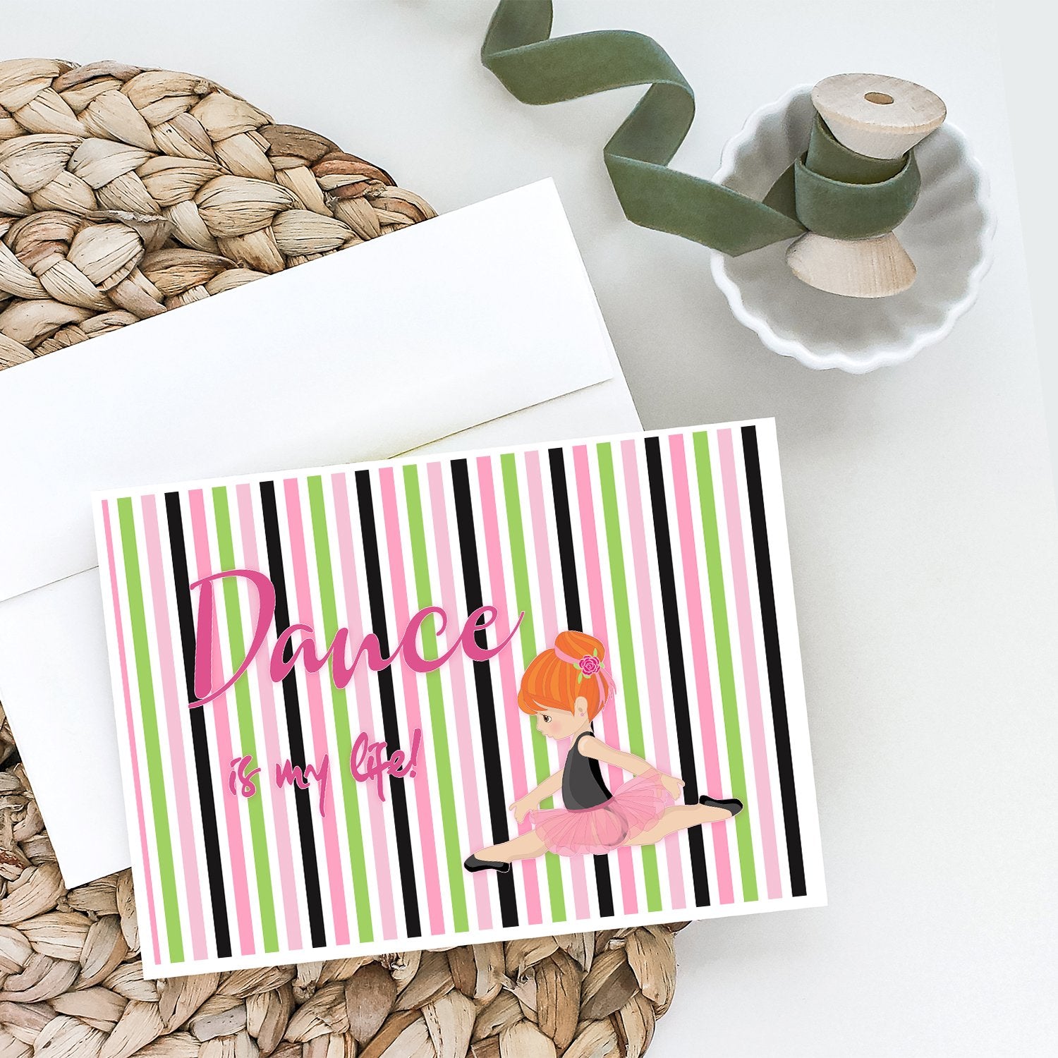 Ballet Dance is my Life Red Greeting Cards Pack of 8 Blank Cards with Envelopes Whimsical A7 Size 5x7