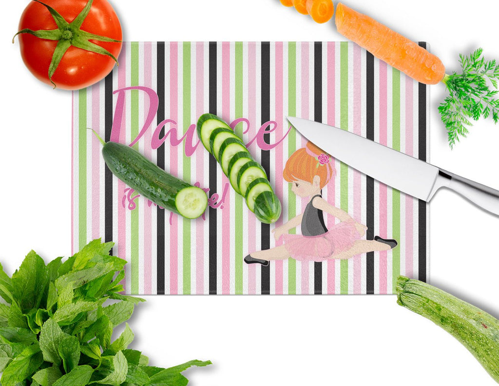 Ballet Dance is my Life Red Cutting Board Tempered Glass Kitchen Cutting Surface, Heat Resistant Chopping, Non-Slip Feet, Food Prep & Serving