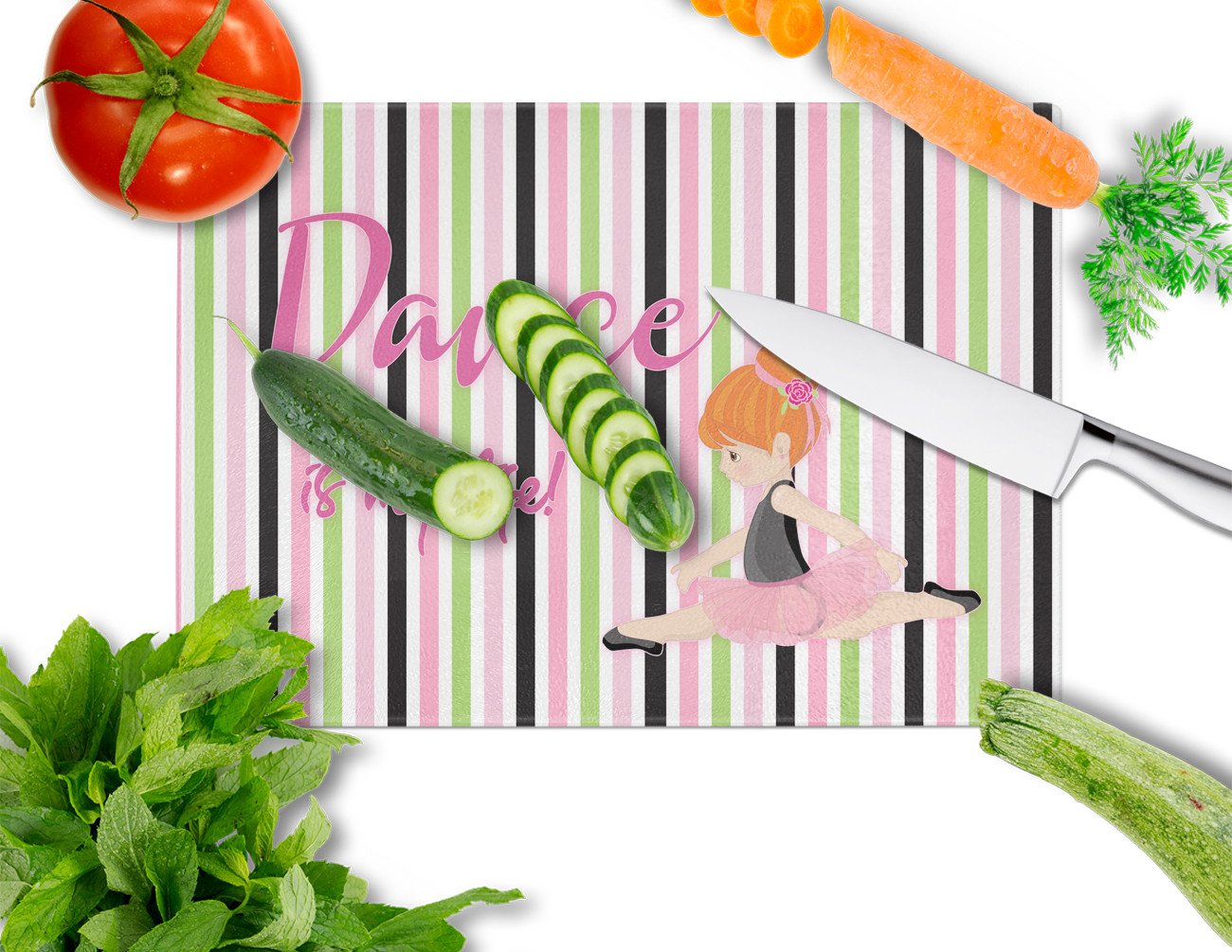 Ballet Dance is my Life Red Cutting Board Tempered Glass Kitchen Cutting Surface, Heat Resistant Chopping, Non-Slip Feet, Food Prep & Serving