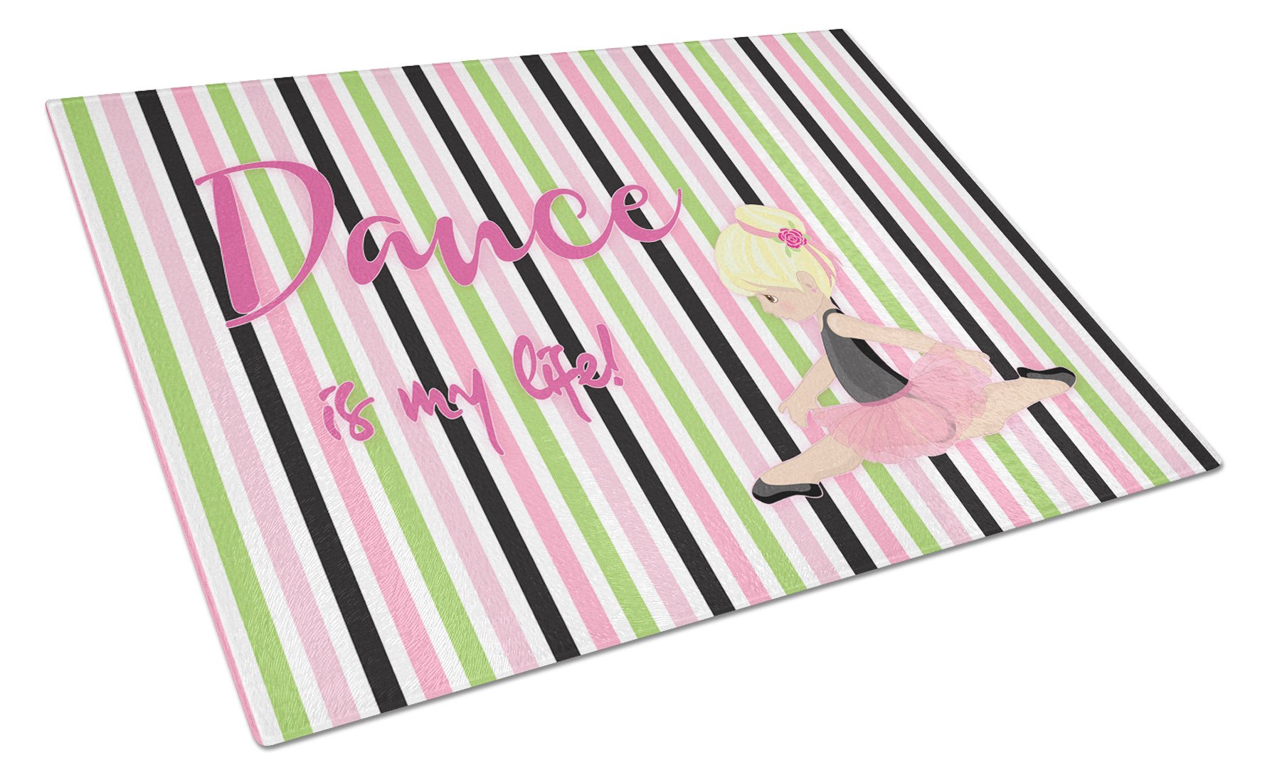 Ballet Dance is my Life Blonde Cutting Board Tempered Glass Kitchen Cutting Surface, Heat Resistant Chopping, Non-Slip Feet, Food Prep & Serving