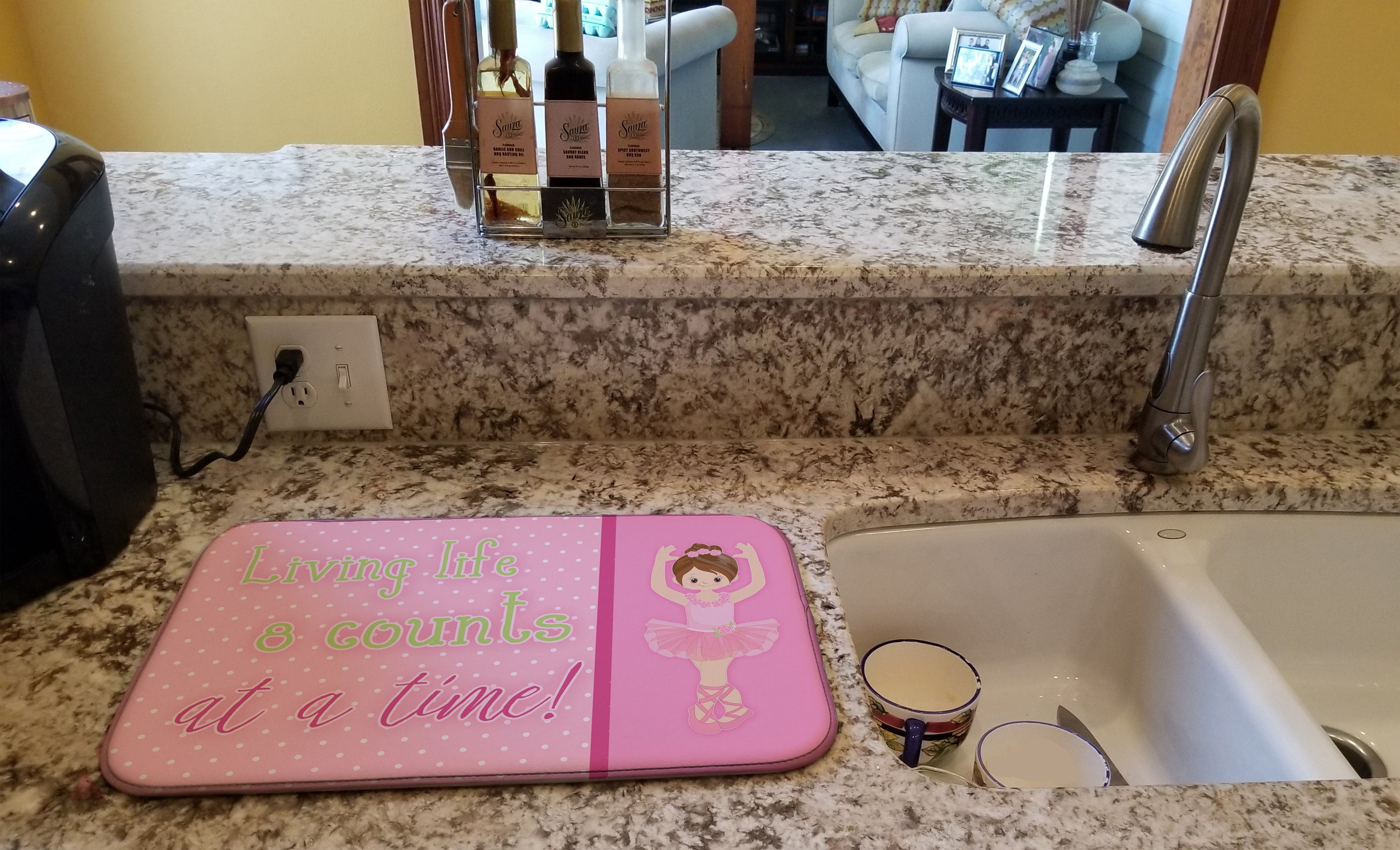 Ballet in 8 Counts Brunette Dish Drying Mat Absorbent Dish Drying Mat Pad for Kitchen Counter Dish Drainer Mat for Countertop, 14 x 21", Multicolor
