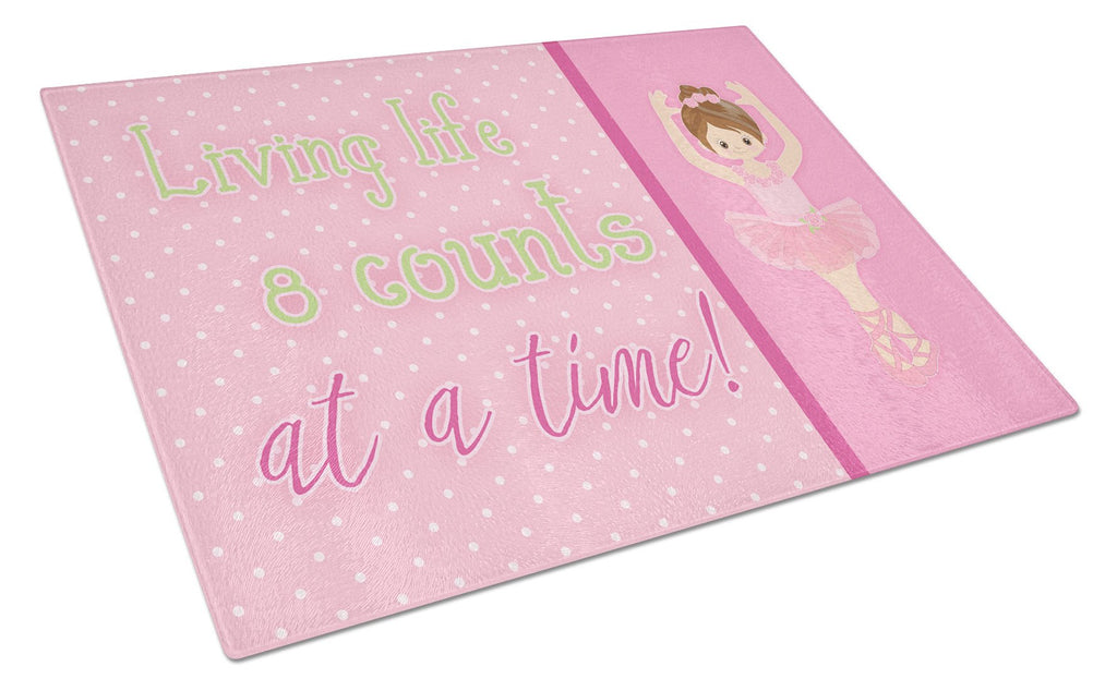 Ballet in 8 Counts Brunette Cutting Board Tempered Glass Kitchen Cutting Surface, Heat Resistant Chopping, Non-Slip Feet, Food Prep & Serving