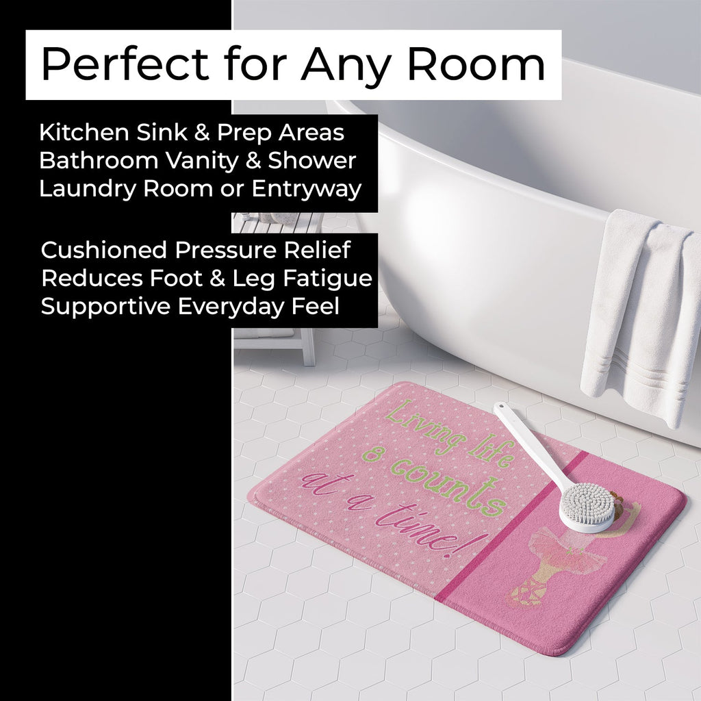 Ballet in 8 Counts Brunette Memory Foam Kitchen Mat Machine Washable Anti-Fatigue Cushion Comfort Bath or Kitchen Rug