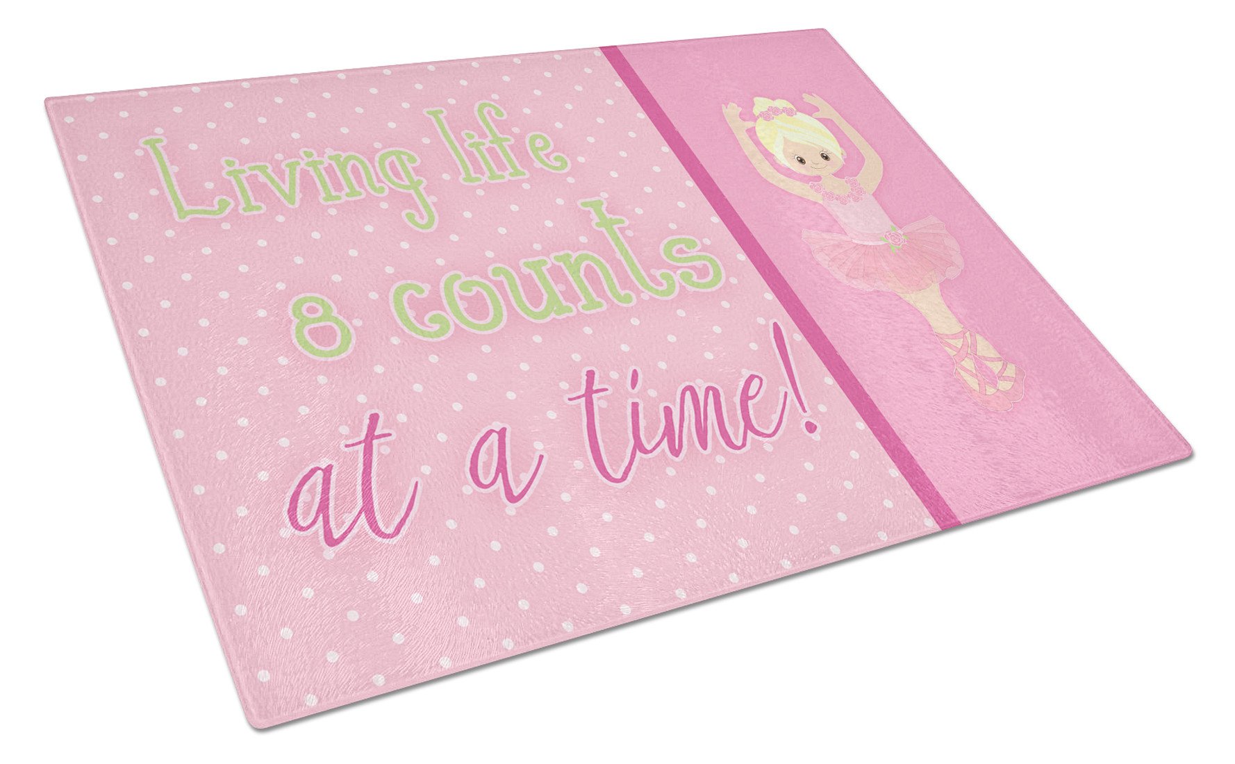 Ballet in 8 Counts Blonde Cutting Board Tempered Glass Kitchen Cutting Surface, Heat Resistant Chopping, Non-Slip Feet, Food Prep & Serving