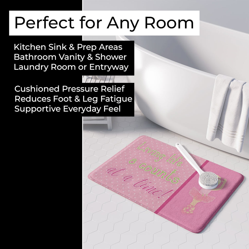 Ballet in 8 Counts Blonde Memory Foam Kitchen Mat Machine Washable Anti-Fatigue Cushion Comfort Bath or Kitchen Rug
