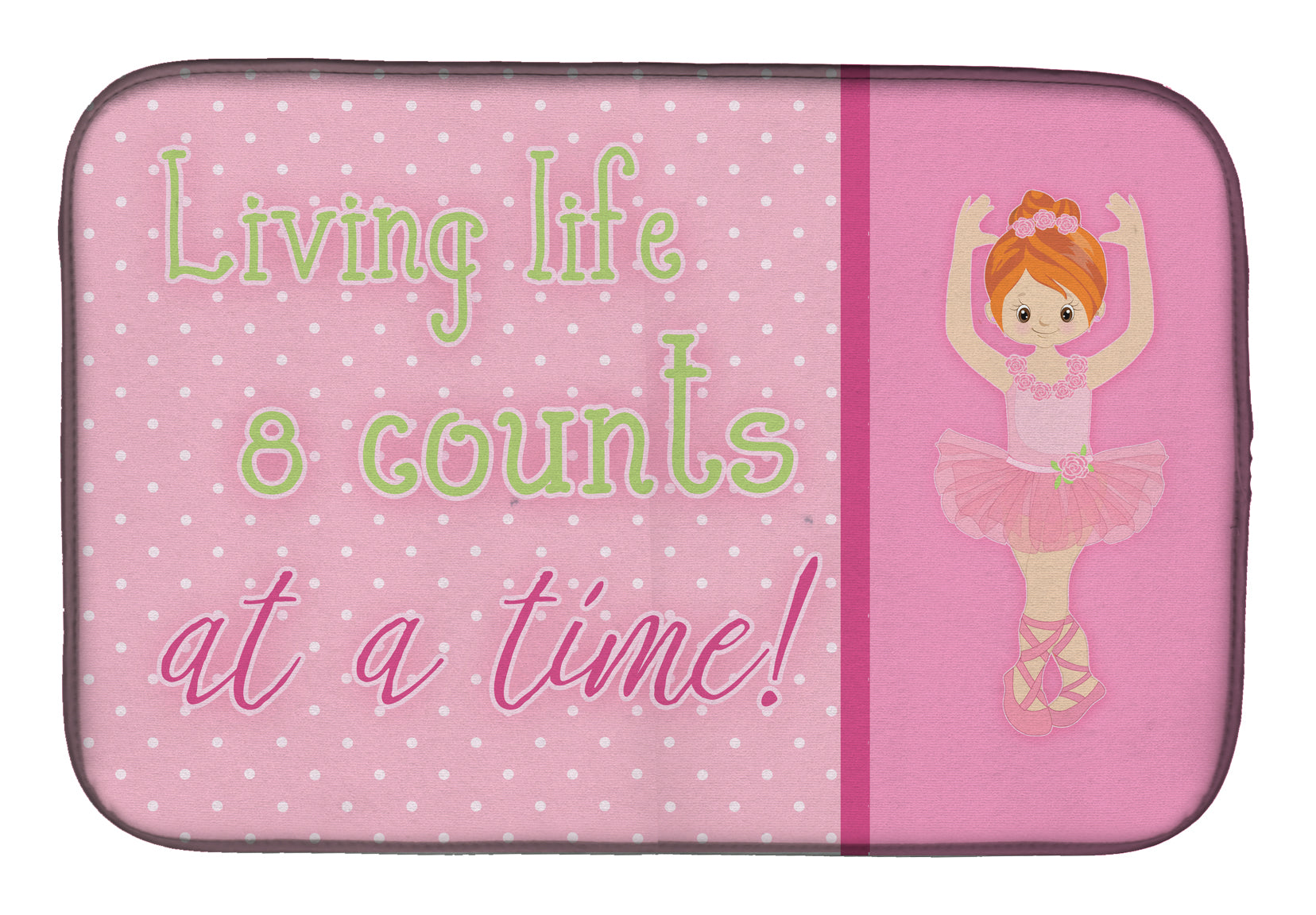Ballet in 8 Counts Red Hair Dish Drying Mat Absorbent Dish Drying Mat Pad for Kitchen Counter Dish Drainer Mat for Countertop, 14 x 21", Multicolor