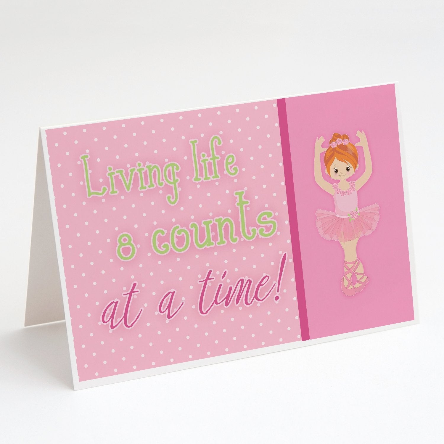 Ballet in 8 Counts Red Hair Greeting Cards Pack of 8 Blank Cards with Envelopes Whimsical A7 Size 5x7