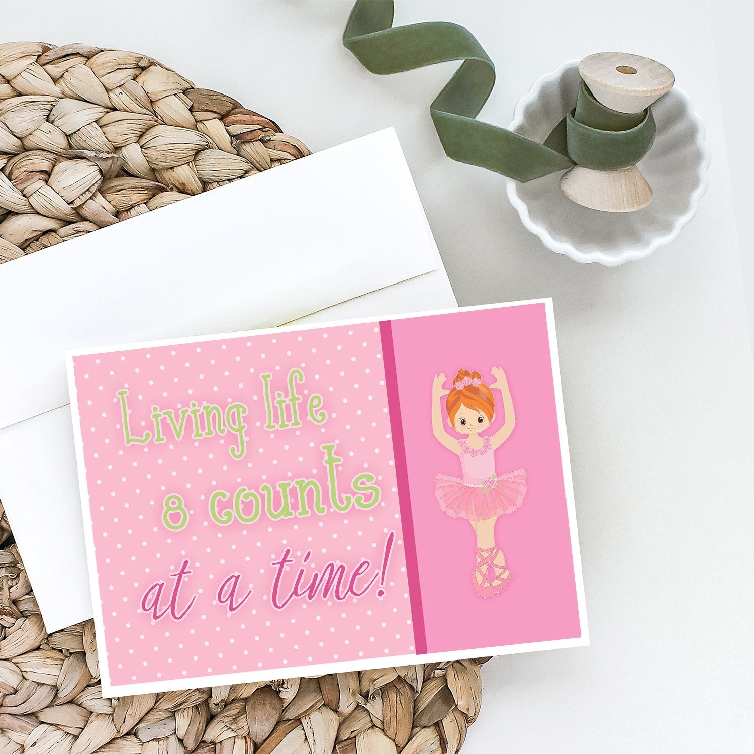 Ballet in 8 Counts Red Hair Greeting Cards Pack of 8 Blank Cards with Envelopes Whimsical A7 Size 5x7