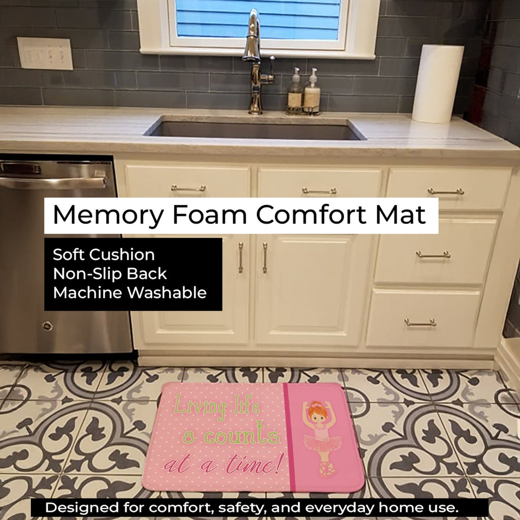 Ballet in 8 Counts Red Hair Memory Foam Kitchen Mat Machine Washable Anti-Fatigue Cushion Comfort Bath or Kitchen Rug