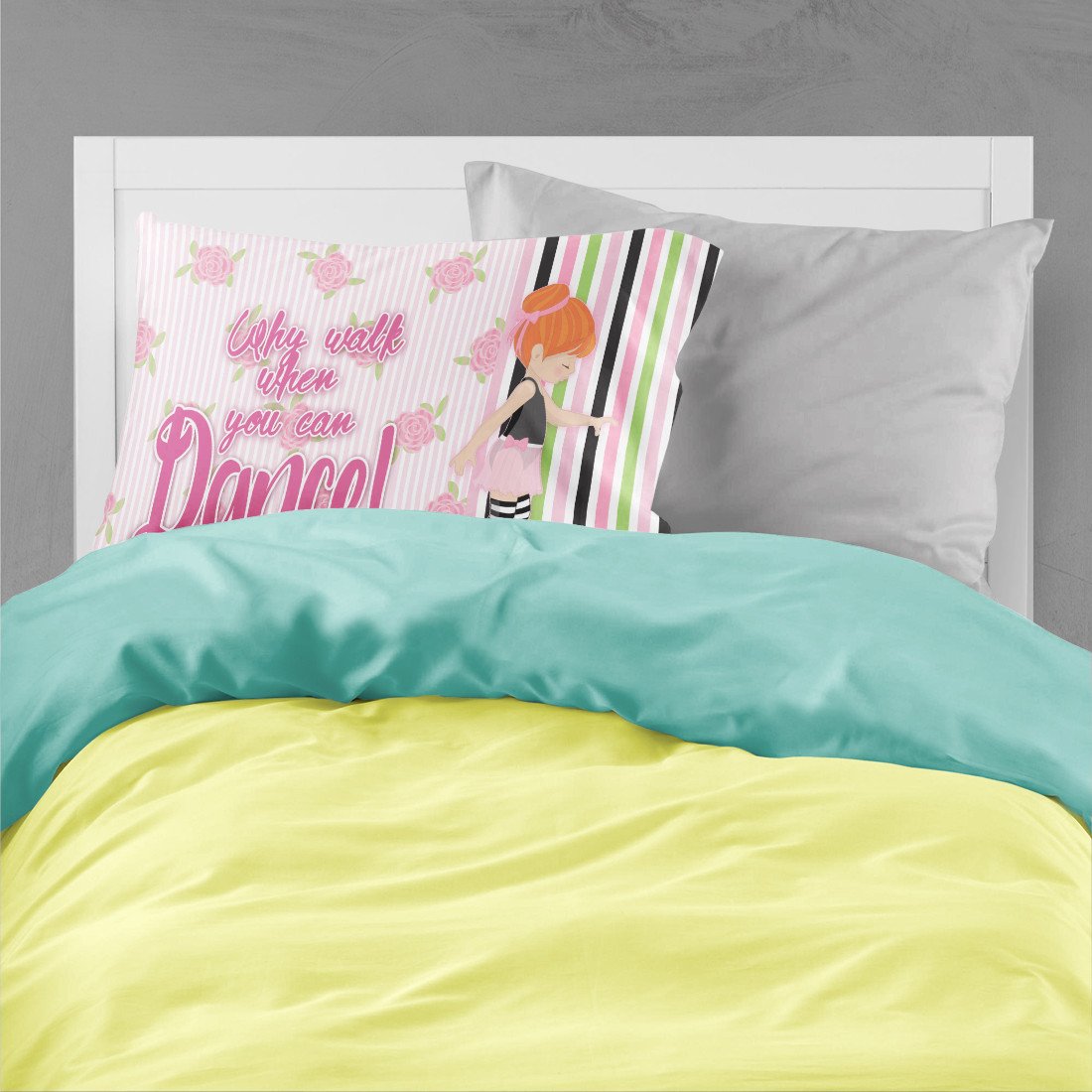 Ballet Dance Stripes Red Hair Standard Pillowcase Lightweight Super Soft Easy Care Decorative Artwork Pillowcase, Standard