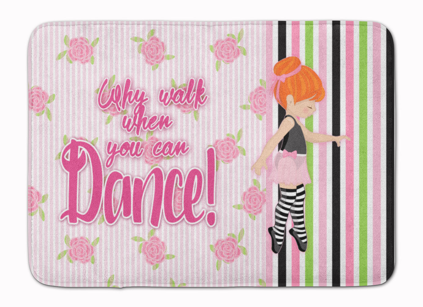 Ballet Dance Stripes Red Hair Memory Foam Kitchen Mat Machine Washable Anti-Fatigue Cushion Comfort Bath or Kitchen Rug