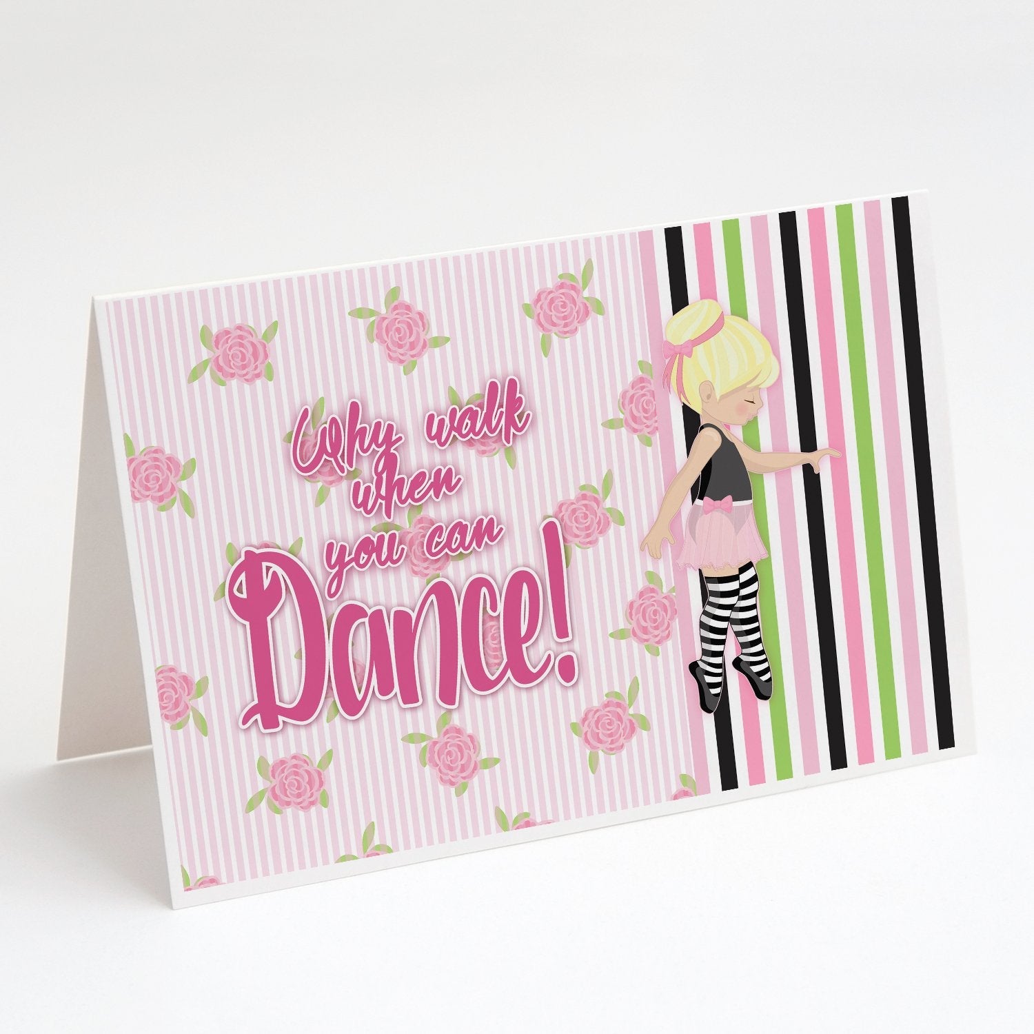 Ballet Dance Stripes Blonde Greeting Cards Pack of 8 Blank Cards with Envelopes Whimsical A7 Size 5x7