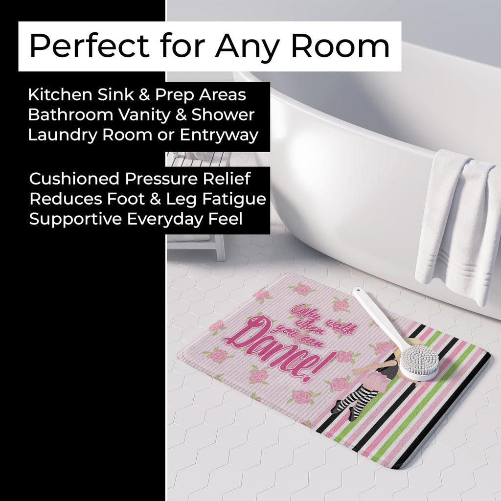 Ballet Dance Stripes Blonde Memory Foam Kitchen Mat Machine Washable Anti-Fatigue Cushion Comfort Bath or Kitchen Rug
