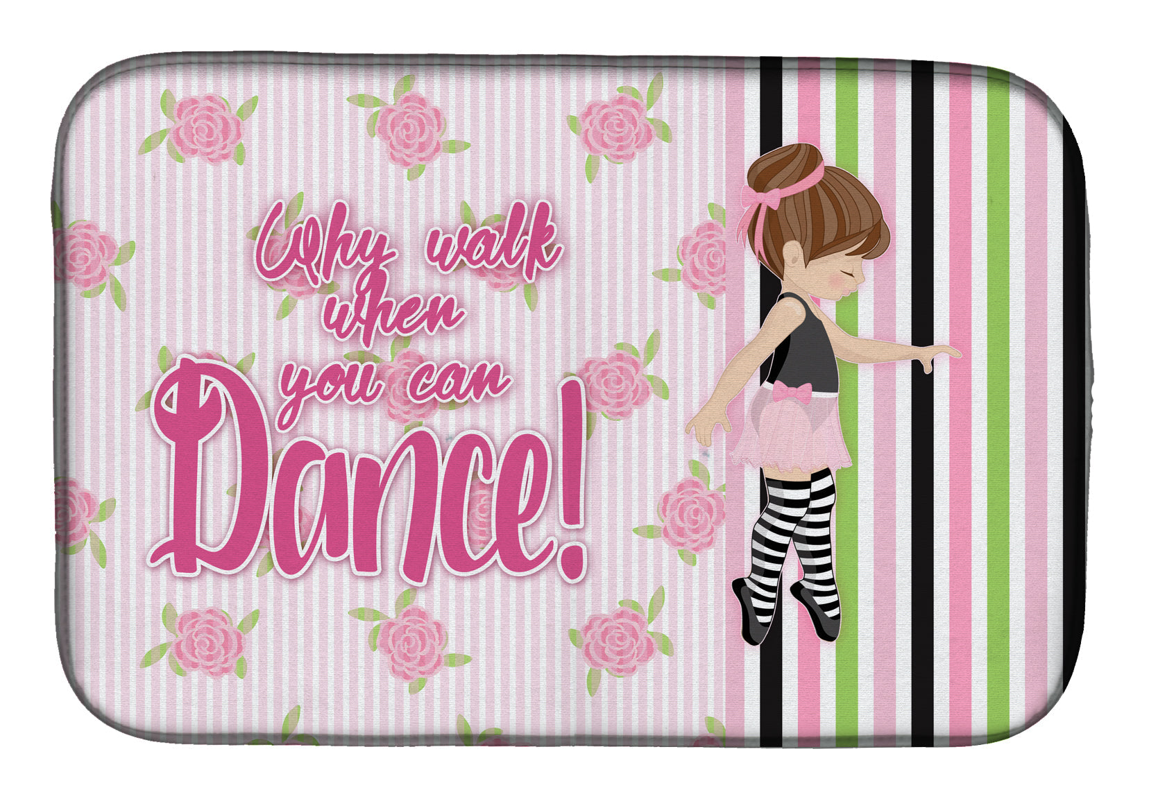 Ballet Dance Stripes Brunette Dish Drying Mat Absorbent Dish Drying Mat Pad for Kitchen Counter Dish Drainer Mat for Countertop, 14 x 21", Multicolor