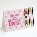 Ballet Dance Stripes Brunette Greeting Cards Pack of 8 Blank Cards with Envelopes Whimsical A7 Size 5x7