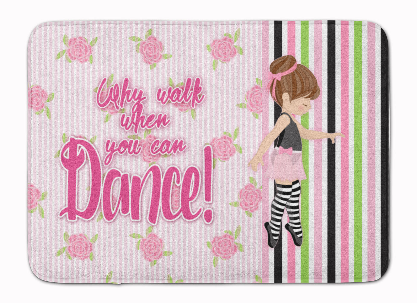 Ballet Dance Stripes Brunette Memory Foam Kitchen Mat Machine Washable Anti-Fatigue Cushion Comfort Bath or Kitchen Rug