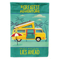 Greatest Adventure Camper Van House Flag 28x40 Porch Sleeve Pole Decorative Outside Yard Banner Artwork Wall Hanging, Polyester
